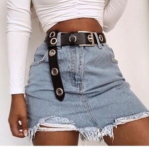 Tiger Mist Nikita Distressed Denim Mini Skirt